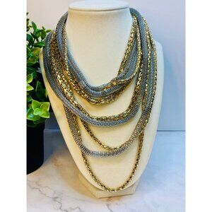 Multi-Strand Gold & Silver-Tone Chain Necklace By OPC -124